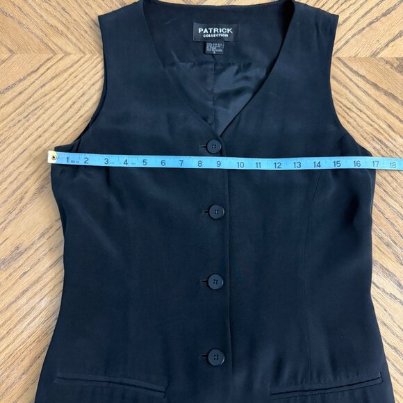 Patrick Collection Long Black Silk Vest Full Length With Side Slits Size 4 - Picture 9 of 11